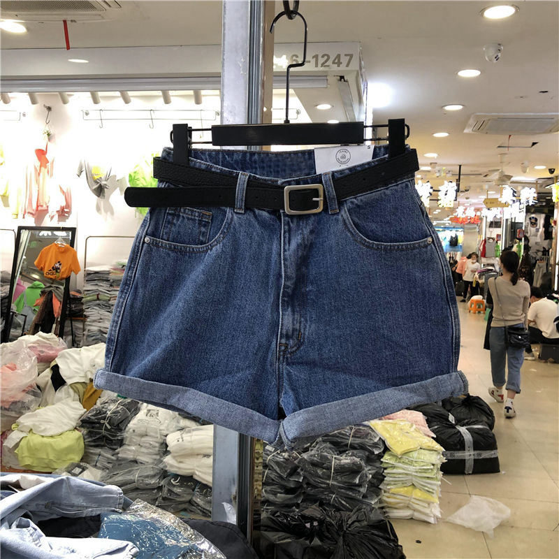 Picture of Summer 2022 new Korean style high waist Denim shorts women's loose slimming curling wide leg A- line hot pants ins fashion