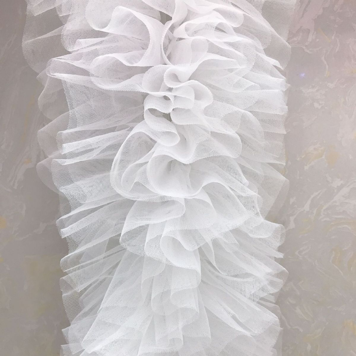 Factory puffy lace ruffle DIY clothing scarf cuff height 7CM width 20CM mesh bar code