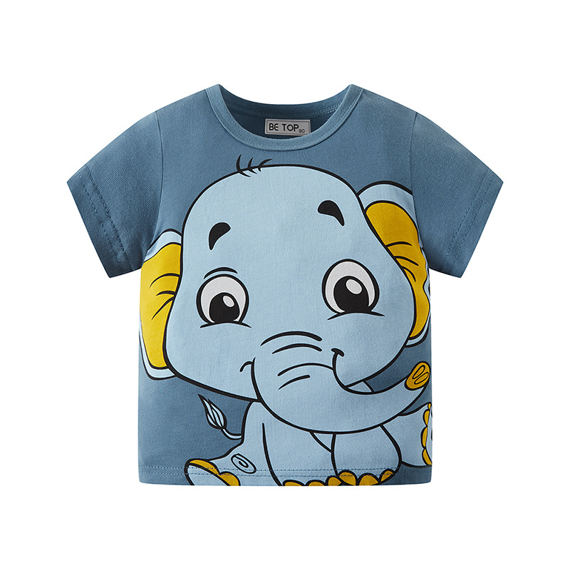 Picture of Summer Kidsren's Clothing Kidsren's Half-Sleeved Cartoon Elephant Pattern Boys Short-Sleeved t Baby Pure Cotton Clothes One Piece Drop Shipping