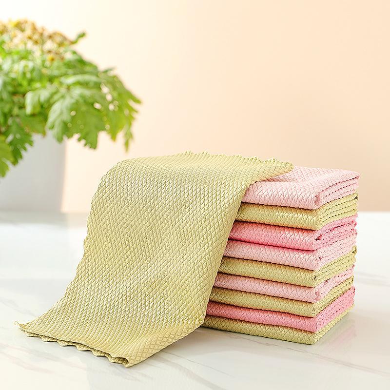 Picture of Special fish scale cleaning cloth for glass cleaning, household cleaning cloth, kitchen oil-removing seamless absorbent towel