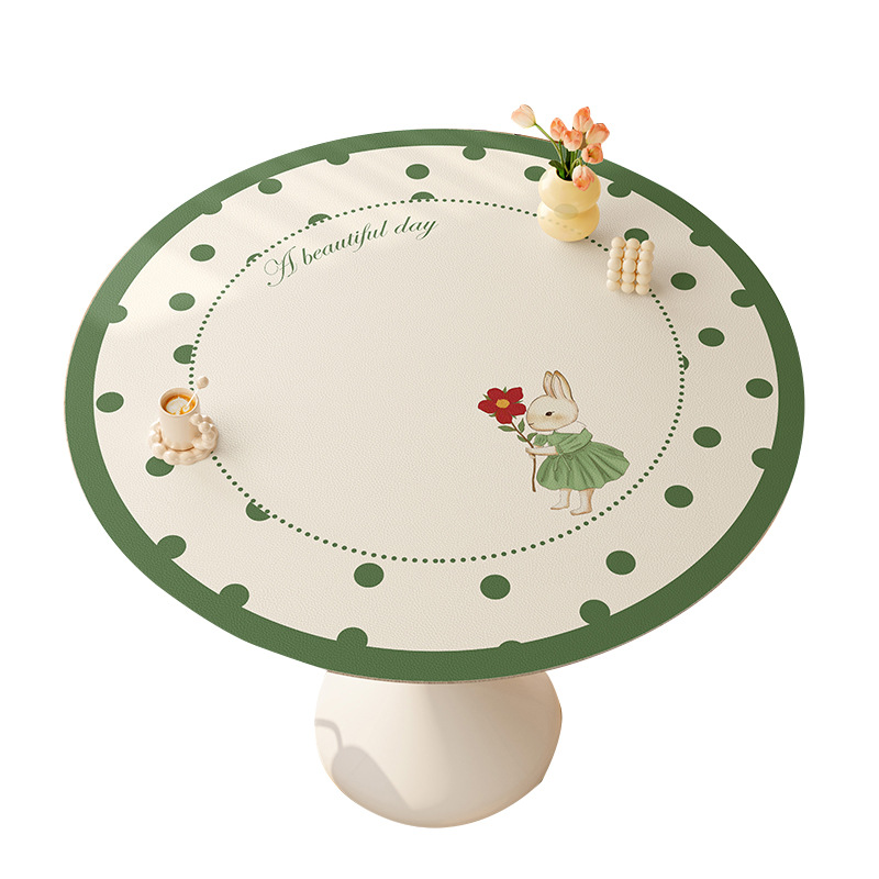 Picture of Round table mat oil-proof waterproof disposable leather table mat tea table non-slip mat cloth round table mat large round tablecloth
