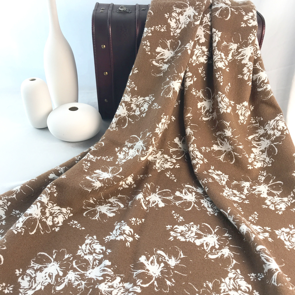 New Chinese ink painting minimalist floral chernellier skirt, dyed jacquard fabric, dress, Hanfu fabric
