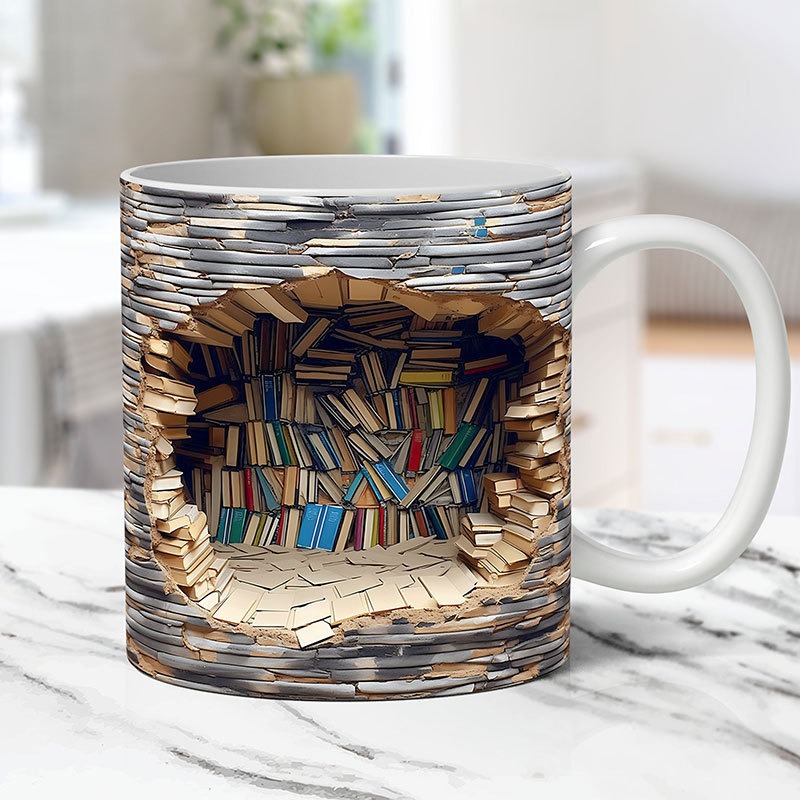 Picture of Cross-border new ceramic 3D Bookshelf Mug creative space design multi-purpose Mug