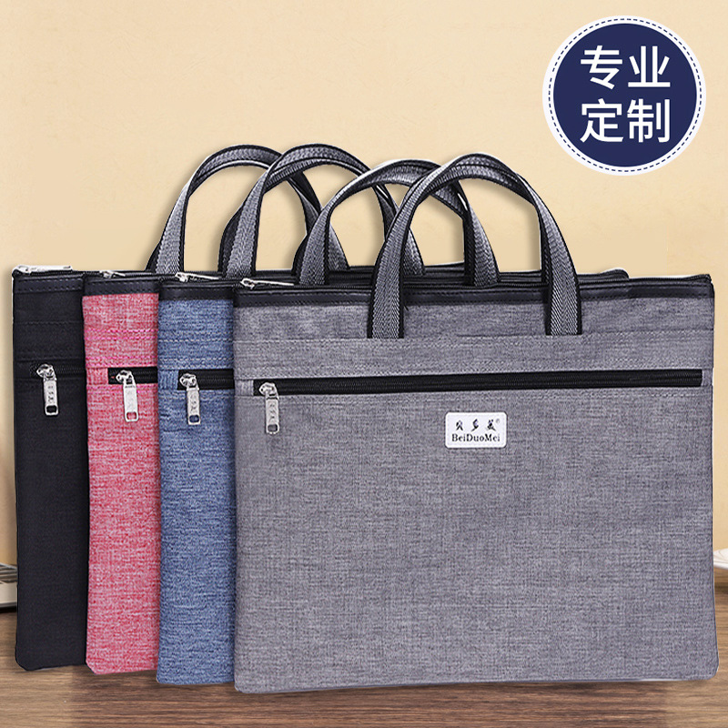 Picture of Thickened Oxford Cloth Briefcase Large Capacity Meeting Briefcase Customized Portable File Bag A4 Storage File Bag