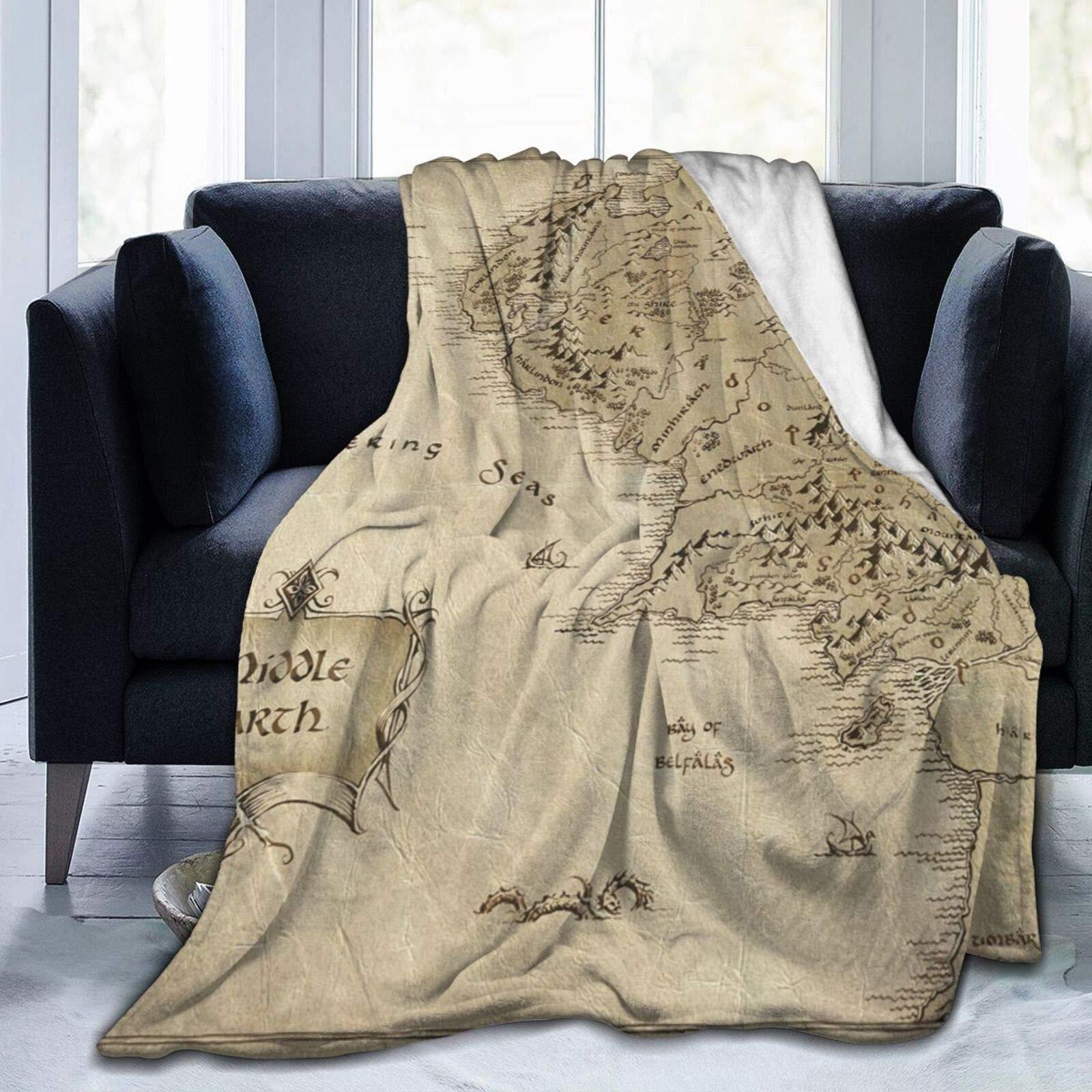 Middle Earth Map Blanket Soft Flannel Blanket Lightweight Bed Blanket Quilt Durable Home Decoration Cover Blanket Cross-border