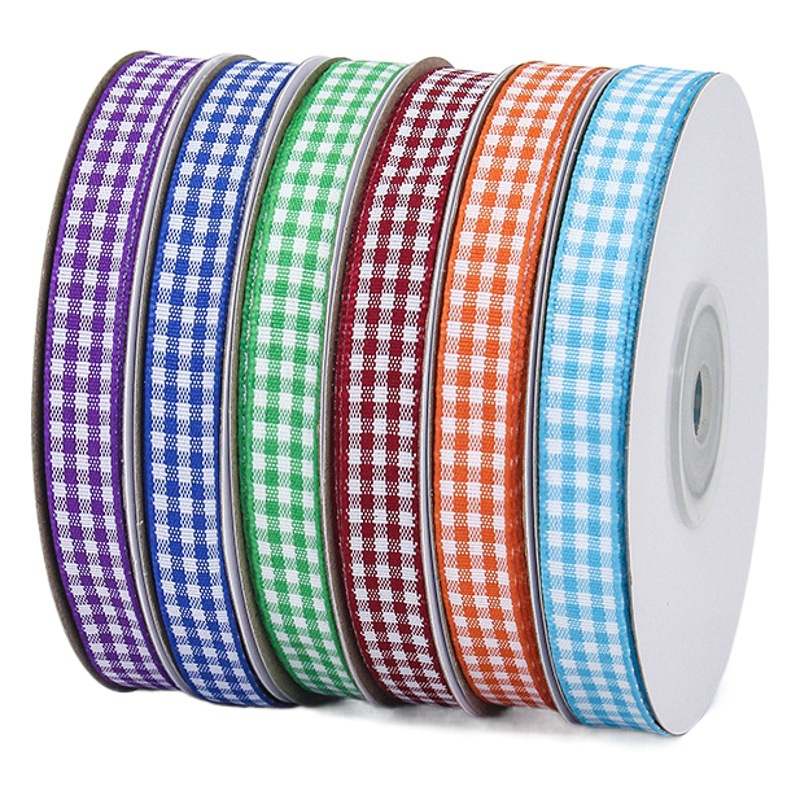 Factory wholesale 1cm Scottish plaid ribbon pastoral style plaid bow packaging clothing accessories ribbon