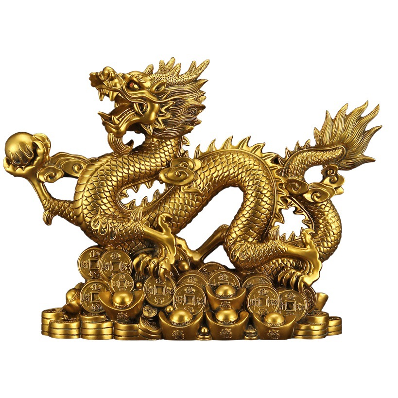Dragon Ornaments Twelve Zodiac Dragon Gilt Copper Five-Claw Golden Dragon Office Front Desk Living Room Entrance Wine Cabinet Decorative Ornaments