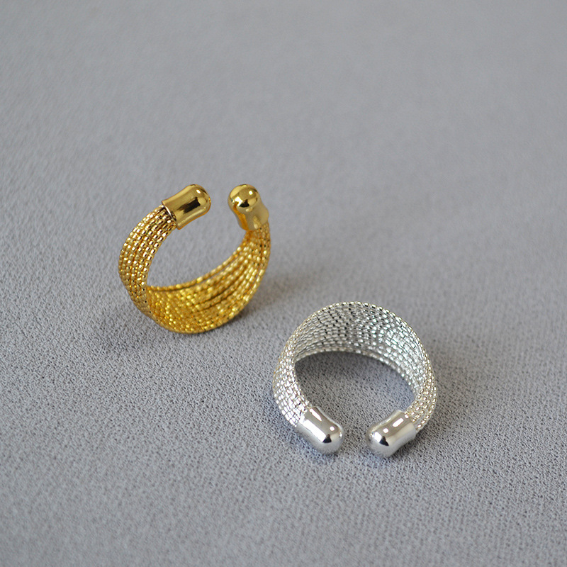 Korean-style Dongdaemun Fashion Simple Brass Gold Plated Carved Glitter Multi-layer Opening Adjustable Ring Finger Ring