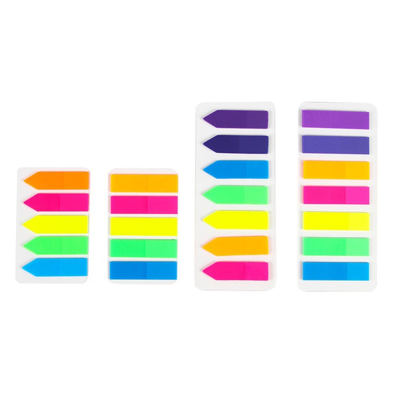 Picture of Fluorescent PET waterproof note sticker student pagination color transparent sticky note Arrow label indicator index sticker