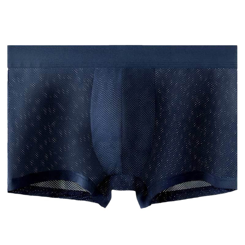 Men's Ice Silk Antibacterial Underwear Breathable Mesh Trousers Head Summer Thin Boxer Sexy Comfortable Short Trousers Head