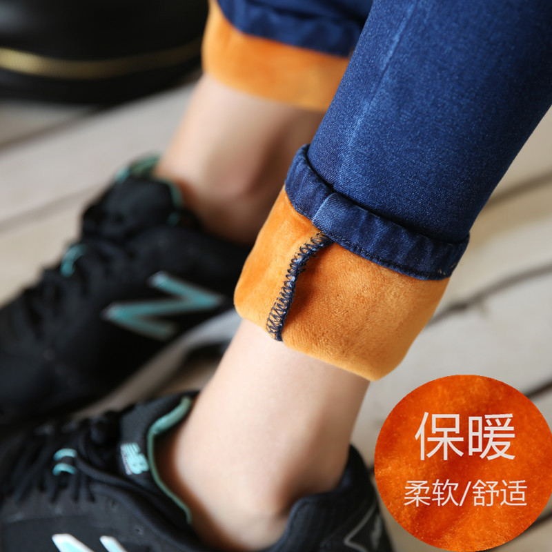 Fleece-lined Autumn and Winter New Fleece-lined Thickened Jeans Women's Stretch Korean-style Slimming All-match Slim-fit Skinny Pants