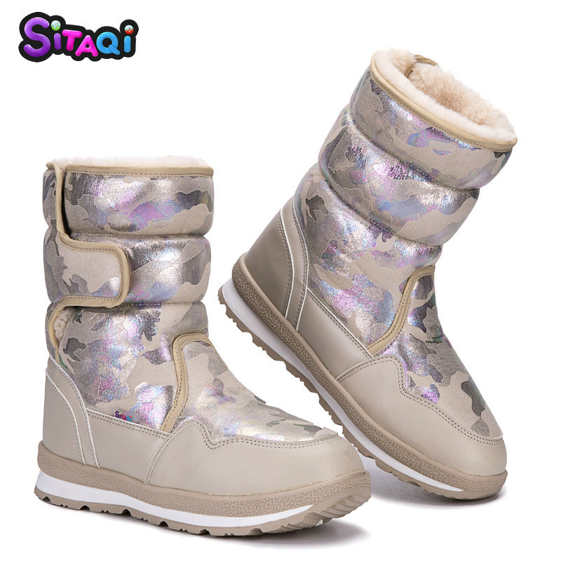 Picture of Nine-color snowflake SiTAQi winter travel parent-child snow boots in the tube children's cotton shoes wholesale and retail