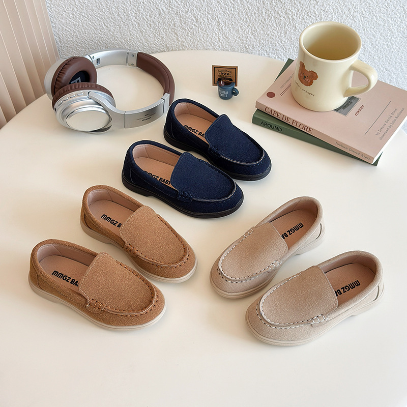 Children's Fashionable Slip-On Shoes 2025 Spring and Autum New Boys' Casual Shoes Baby Soft Sole Versatile Bean Shoes