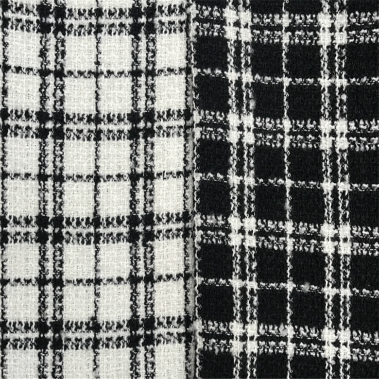 Textile New woolen plaid fabric black and white plaid clothing cloth wholesale