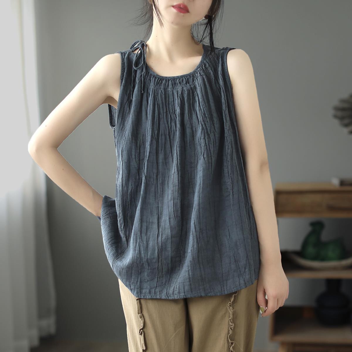 New Summer Vintage Women's Vest Sleeveless Inner Loose Pullover Base Strap Top Thin Slimming Elegant