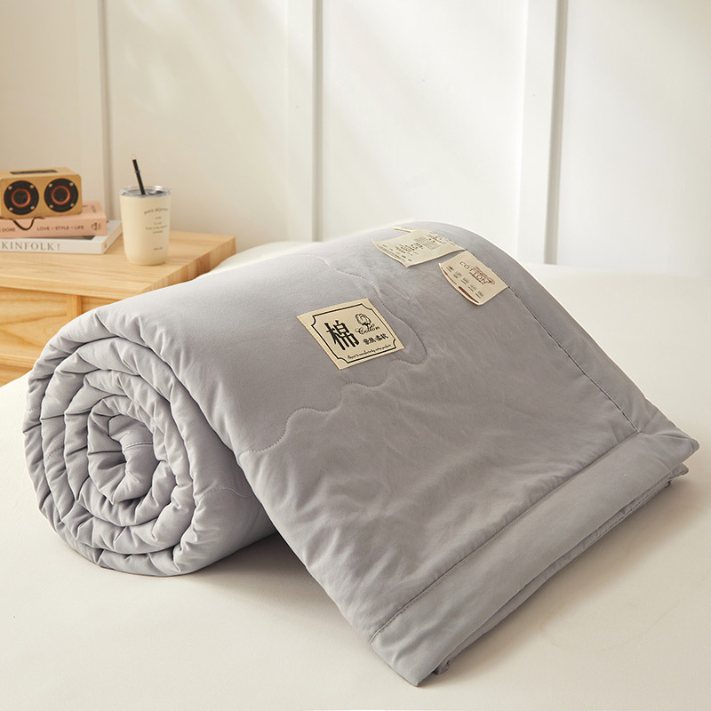 Picture of Yarn-Dyed Washed Cotton Summer Quilt, Class a Pure Cotton Air Conditioning Quilt Four-Piece Set, Washable and Machine Washable Thin Quilt, Ins Style