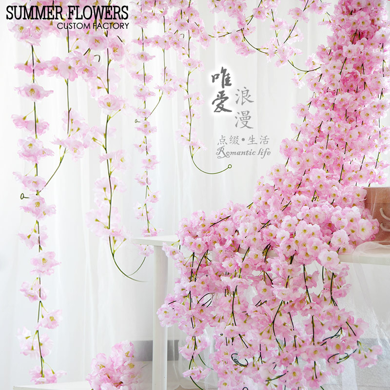 High Simulation 2 m Sakura Rattan Cross Border INS Amazon Hot Selling Convenient Hanging Wedding Decoration Banquet Flower Vine