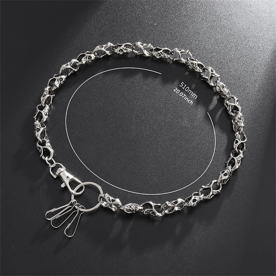New Style Personalized Weight Anti-body Metal Full Ghost Head Pants Chain Hip-hop Anti-theft Skull Retro Anti-theft Cool Waist Chain