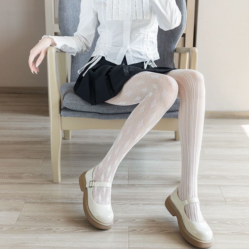 Picture of Internet Celebrating Halloween Nets Skull Spider Web Hollow Fishnet Stockings Pure White Silk Stockings Sexy Black Silk