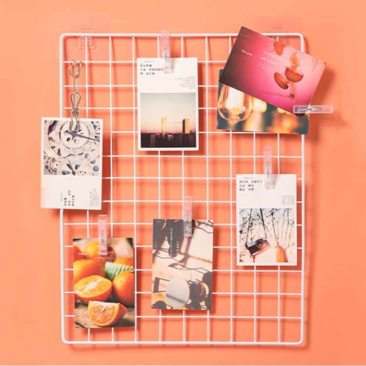 Picture of Kindergarten Wall Mesh Grids Iron Mesh Goods White Photo Wall Mesh Frame Wire Grids Mesh Supermarket Wall Storage Rack