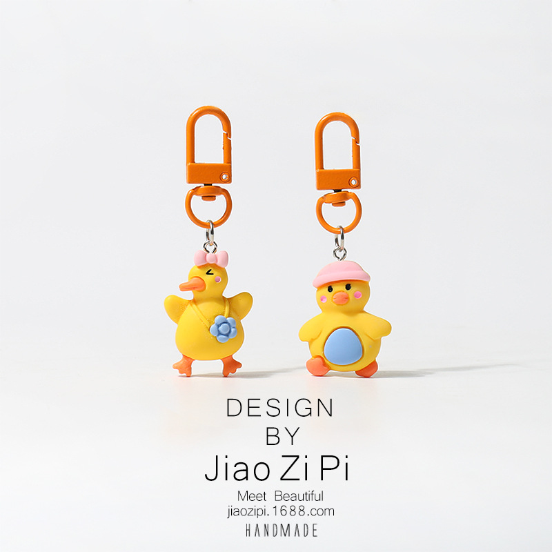 Super cute cute summer yellow duck key chain pendant backpack bag personality versatile hanging accessories mini accessories