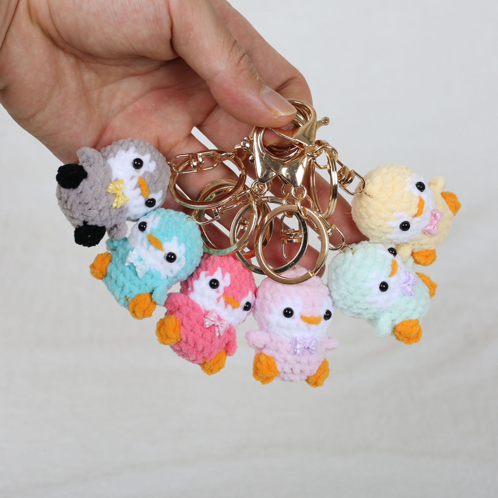 Exquisite Little Penguin Hand-Knitted Keychain Weaver Wool Crocheted Small Pendant Original Handmade Animal Jelly Beans