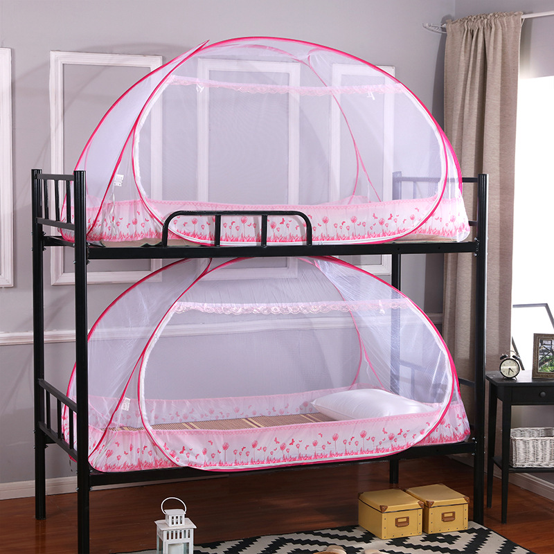 Picture of Mosquito Net Student Dormitory Upper and Lower Bushes 90cm Bottom Installation-Free Mongolian Yurt Single Mother Bed Home 1.5 m 1.2