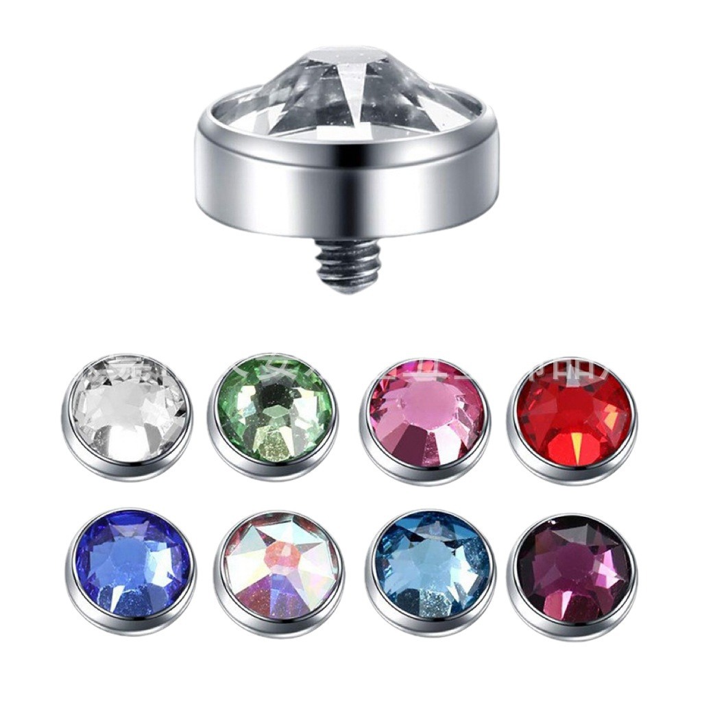 Picture of G23 titanium alloy skin implant nail embedded nail embedded Czech diamond embedded bone nail with base puncture jewelry