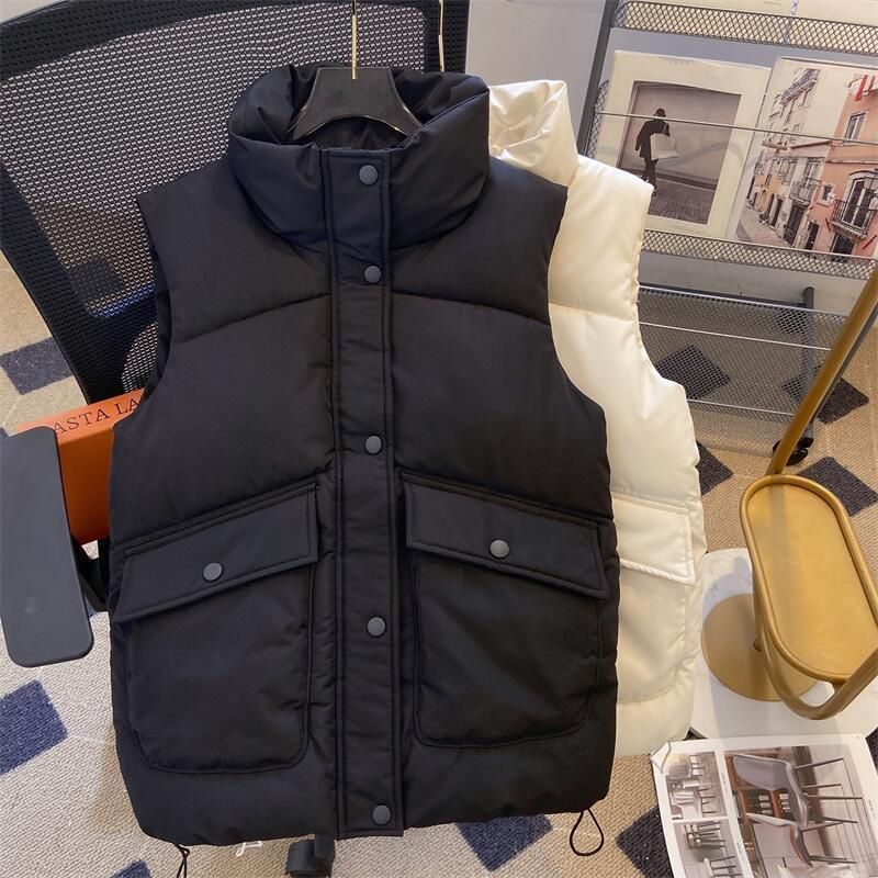 Picture of Korean-style All-match Down Cotton-padded Jacket Vest Women's Autumn and Winter Vest chubby girl plus size Jacket Cotton Vest Casual Trendy Outer Wear