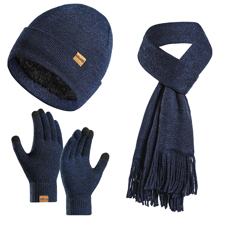 Picture of Amazon's New Set European and American Autumn and Winter Velvet Knitted Hat Scarf Gloves Men's and Women's Warm Wool Three-Piece Set