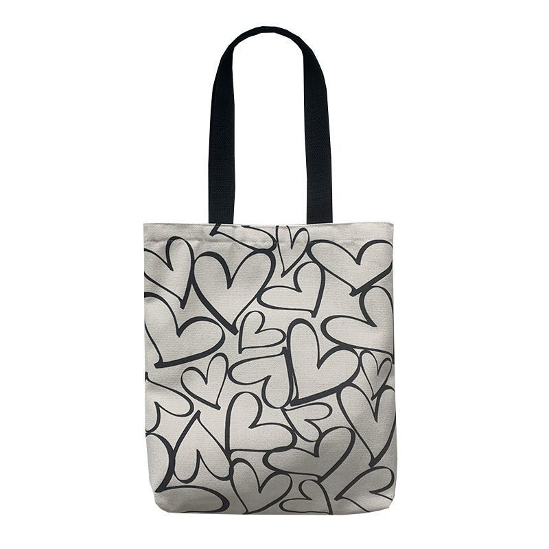 Picture of 2025 Korean Style Bag Love Wave Dot Canvas Bag Clouds Shoulder Bag Fashionable Simple Student Canvas Bag Crossbody Bag