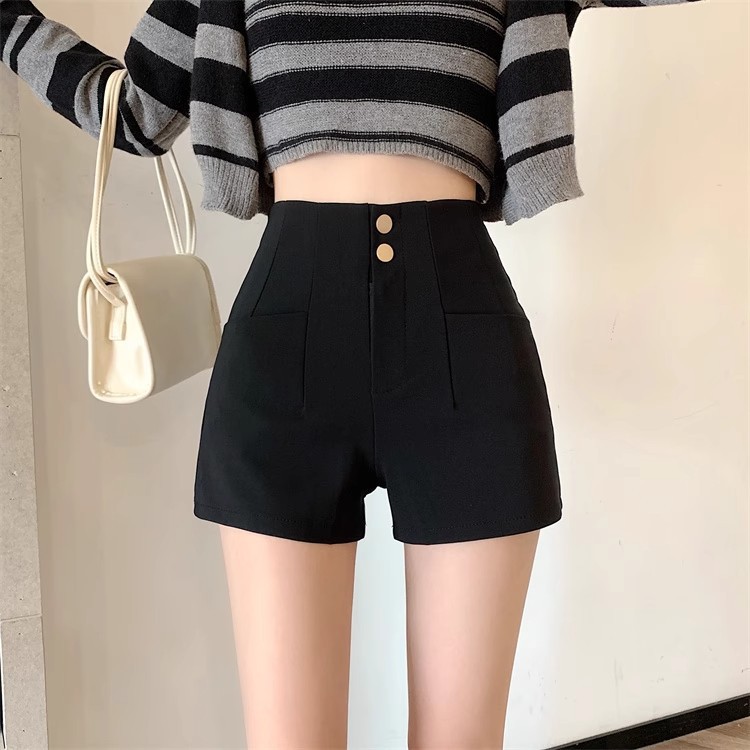 Women's Outdoor suit shorts autumn and winter 23 black A- line with 20 high waist new woolen boots hot pants base