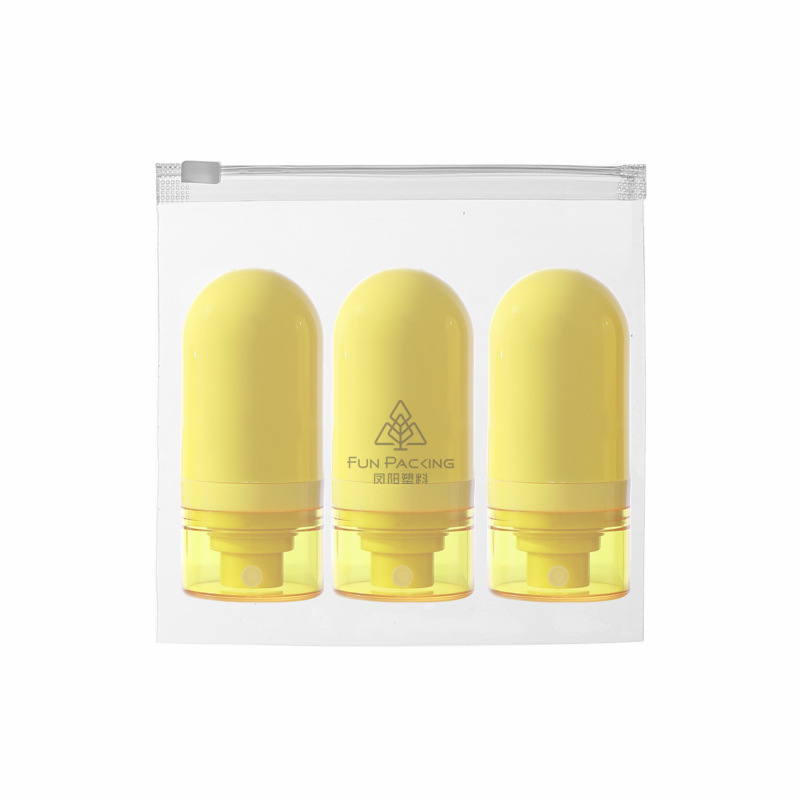 Picture of Travel wash and care suit three-piece PE suede hose bottle portable skin care products wash squeeze facial cleanser sub-bottle