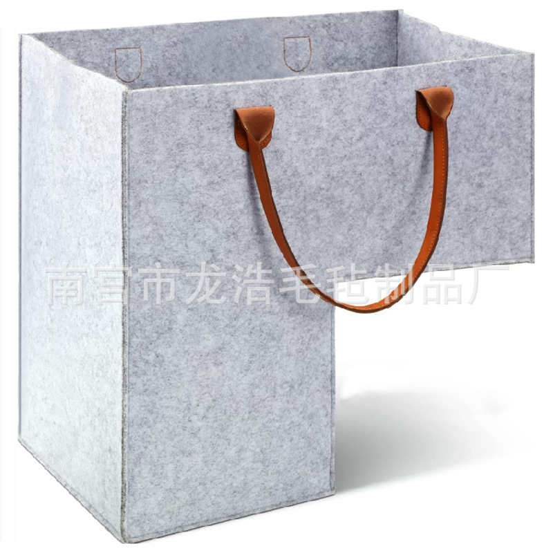 Spot Felt Staircase Basket Storage Storage Box Basket Leather Handle L-Shaped Staircase Ladder Bag Satchel Household Items