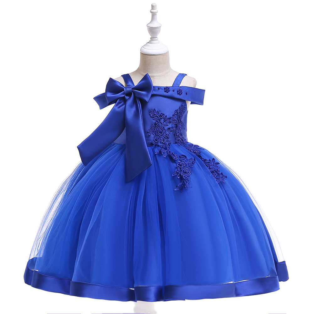 Picture of Flower Girl Dress Suspender Dress One Shoulder Beaded Princess Dress Mesh Twill Forged Cloth Kidsren's Wedding Dress