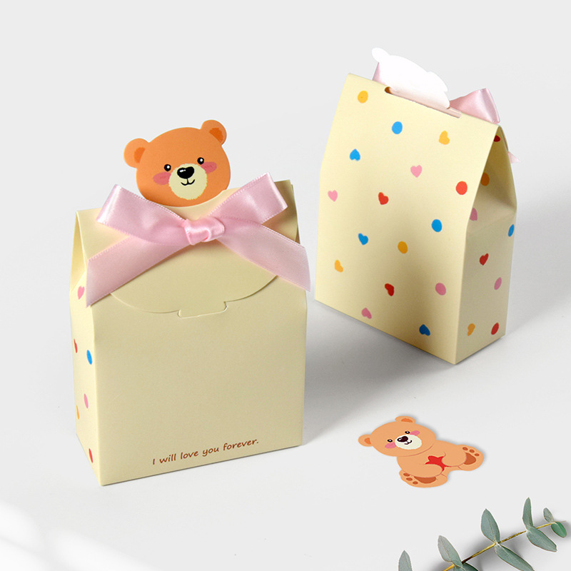 Fresh bow bear gift packaging box in stock cross-border baby gender reveal party box 10/bag
