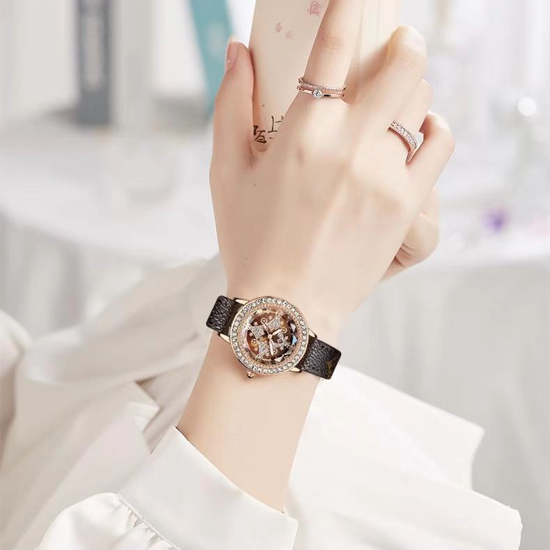 Shi Lai Run Rotating Gypsophila Diamond-Encrusted Douyin Live Broadcast Popular Internet Celebrity Women's Watch_776