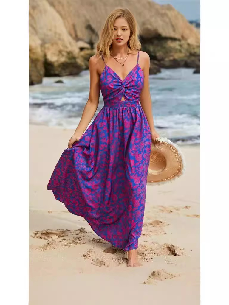 2024 Amazon Independent Station Cross-border Women's Shuttle Suspender High Waist Casual Long Skirt dress