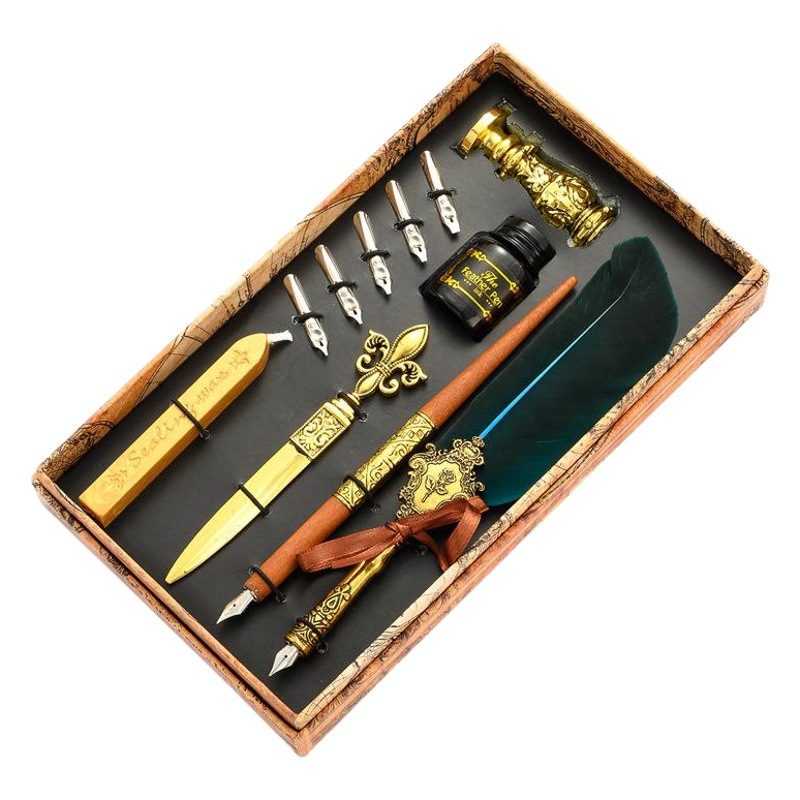 British Creative Feather Pen Student Vintage Quill Set Business Gift Pen European Dip Pen Wholesale