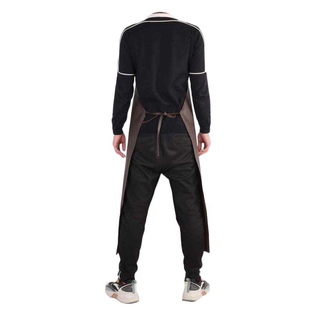 Leather Waterproof Apron Oil-proof Kitchen Neck PU Household Adult Barbecue Leather Bib for Men and Women Lengthened Thickened Bib