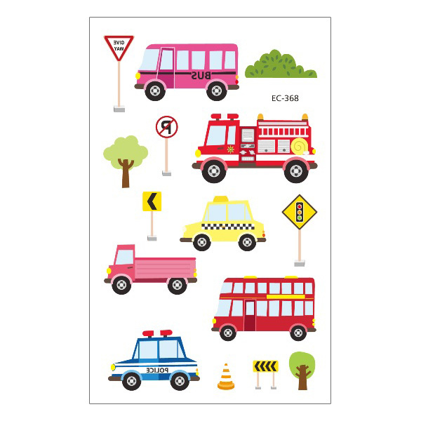 Picture of Cross-Border Supply Waterproof Children's Tattoo Stickers Cartoon Car Excavator Fire Truck Children's Traffic Tattoo Stickers
