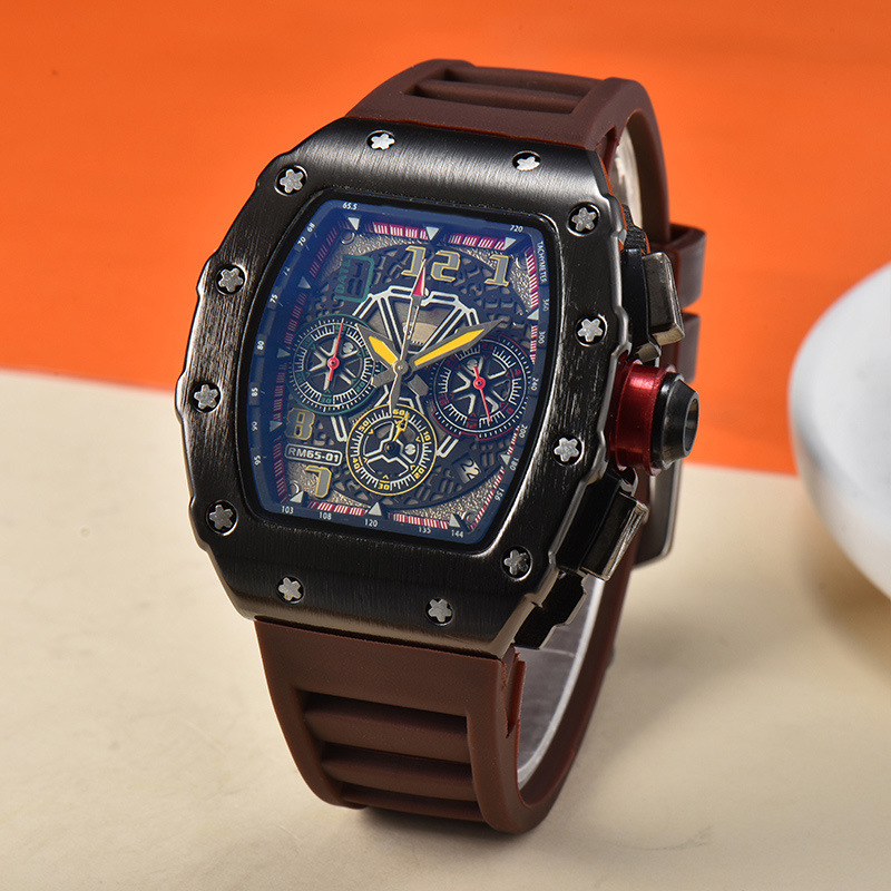 Picture of 2025 New Foreign Trade Men's Quartz Watch Multi-Functional Six-Pin Barrel-Shaped Fashion Hollow Business Watch Wholesale