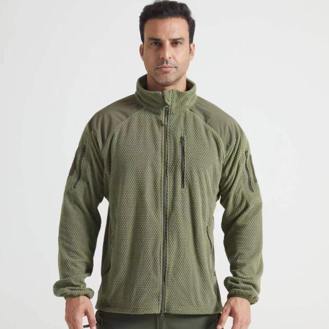 2024 Cross-Border Stand-Up Collar Brim Football Splicing Fleece Camouflage Windbreaker Thermal Intimates