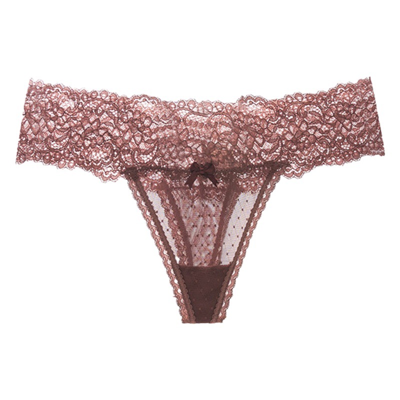French thong lace sexy women's transparent wave point pure perspective sexy thin seamless low waist European and American underwear