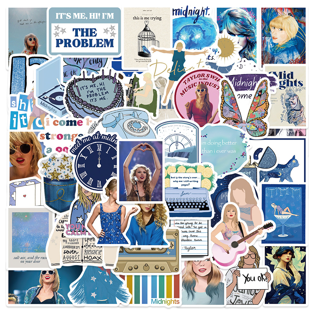 50 blue mold album stickers music singer DIY mobile phone guitar water Cup luggage stickers waterproof