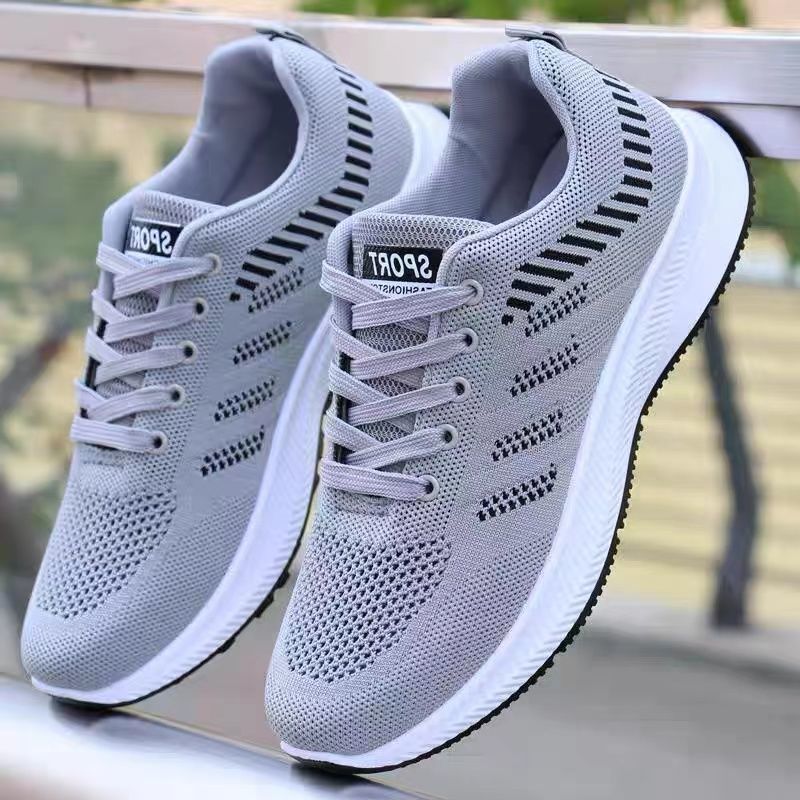 Soft-Soled Sports Shoes for Men in Autum, Thin Breathable Mesh Shoes, Men's Shoes, Men's Casual Shoes, Student Running Fly-Knit Trendy Shoes
