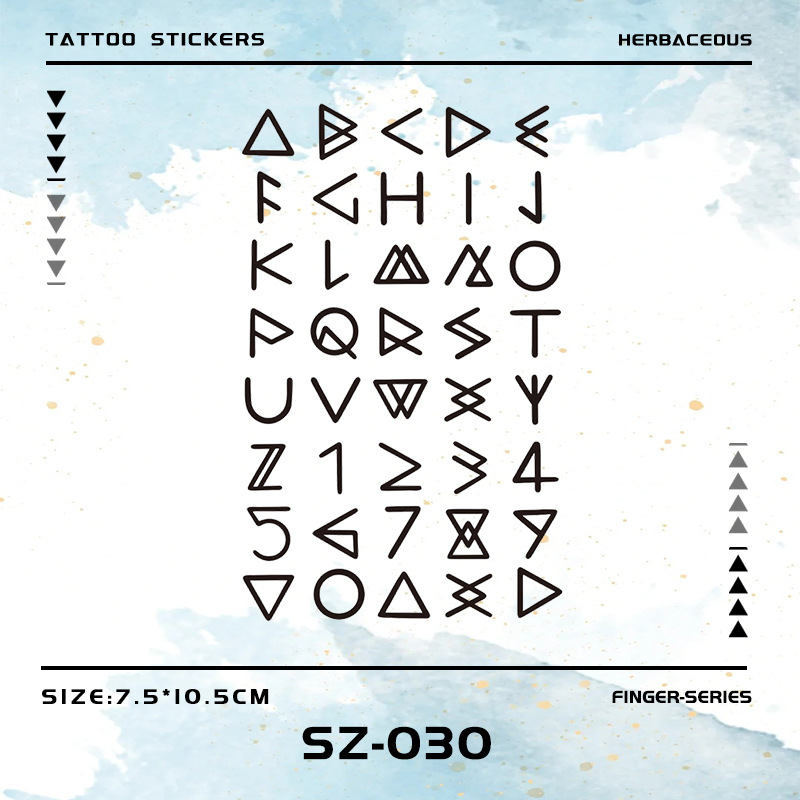 Cross-border abstract pattern herbal tattoo stickers personalized finger stickers advanced sense simulation tattoo color waterproof anti-rubbing tide