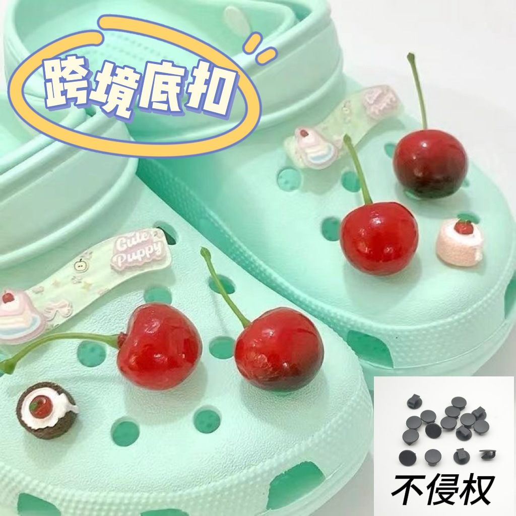 Cross-border New Shoes Shoes Shoes Flower DIY Accessories Three-dimensional Simulation Cherry Cake Decorative Shoes Flower Removable Shoe Buckle