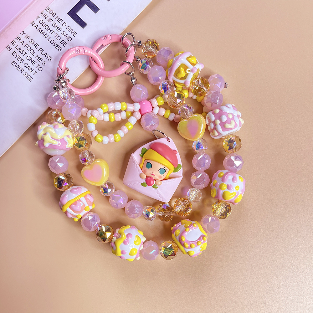 Bubble mate love letter series cute grain mobile phone chain high-end light luxury handmade fashion pendant car bag ornaments for women