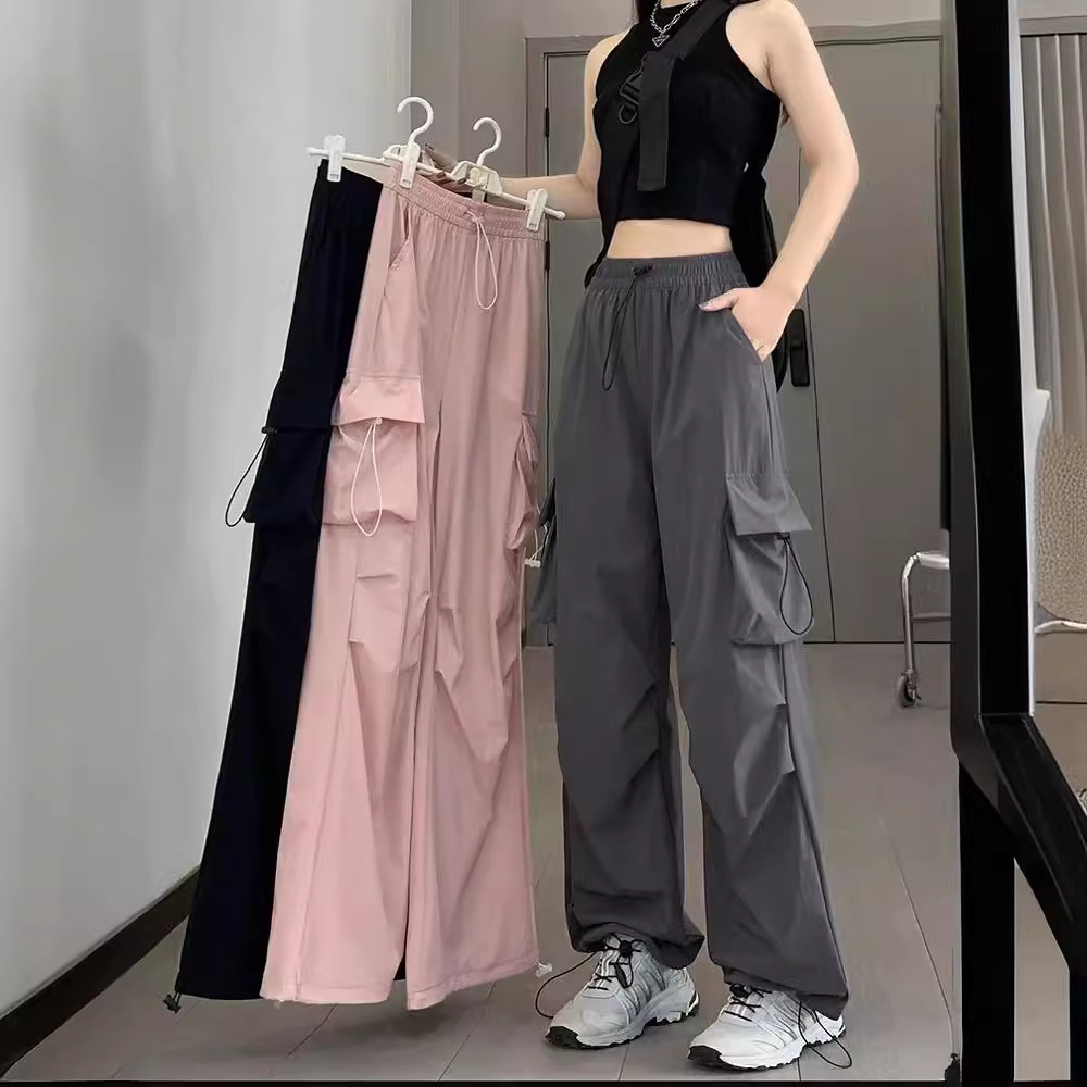 Quick-drying spring and summer overalls women's outdoor sports tide cool street wide leg toe two wear dancing trousers a generation of hair